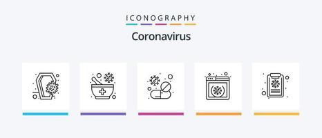 coronavírus linha 5 ícone pacote Incluindo comprimido. febre. assistência médica. tosse. nariz. criativo ícones Projeto vetor