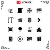 16 sólido glifo conceito para sites Móvel e apps vertical Fonte vivo pesquisa diagrama editável vetor Projeto elementos