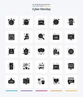 criativo cyber Segunda-feira 25 glifo sólido Preto ícone pacote tal Como segunda-feira. ciber. oferecer. oferta. Segunda-feira vetor