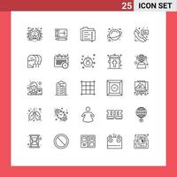 Móvel interface linha conjunto do 25 pictogramas do médico ligar dados espaço rotação editável vetor Projeto elementos