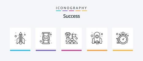 sucesso linha 5 ícone pacote Incluindo número. classificação. sucesso. foguete. negócios. criativo ícones Projeto vetor