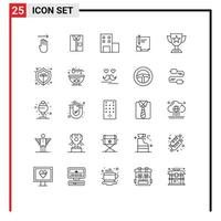 conjunto do 25 moderno ui ícones símbolos sinais para página documento moda contrato escola editável vetor Projeto elementos