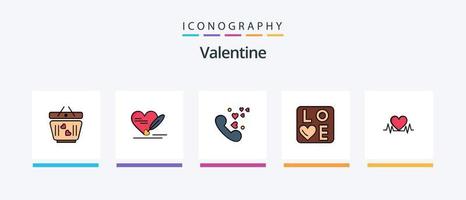 namorados linha preenchidas 5 ícone pacote Incluindo corações amar. caga. dia. namorados. criativo ícones Projeto vetor