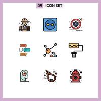 do utilizador interface pacote do 9 básico linha preenchida plano cores do auto conversação poder conversando segurança editável vetor Projeto elementos