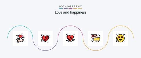 amor linha preenchidas plano 5 ícone pacote Incluindo coração. contato. vida. amor mensagem. de costura vetor