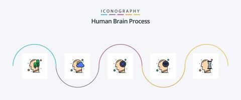 humano cérebro processo linha preenchidas plano 5 ícone pacote Incluindo Wi-fi sinal. humano. pensamento. conectar. mente vetor