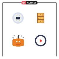 4 plano ícone conceito para sites Móvel e apps o negócio abóbora enviar armário de roupa interface editável vetor Projeto elementos