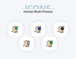 humano cérebro processo linha preenchidas ícone pacote 5 ícone Projeto. humano. pensamento. ecologia. aberto mente. cabeça vetor