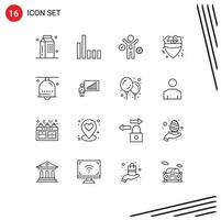 Móvel interface esboço conjunto do 16 pictogramas do mão Sino alarme o negócio Tapioca Comida editável vetor Projeto elementos