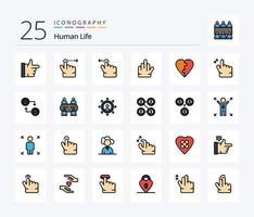 humano 25 linha preenchidas ícone pacote Incluindo trocar. conta. parar. ampliação. gesto vetor