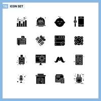 16 sólido glifo conceito para sites Móvel e apps telefone Smartphone sobremesa inteligente Assistir recém-nascido editável vetor Projeto elementos