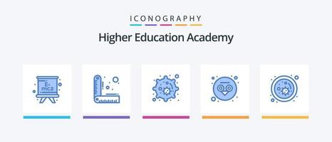 Academia azul 5 ícone pacote Incluindo estudar. célula. biologia. sabedoria. criativo ícones Projeto vetor