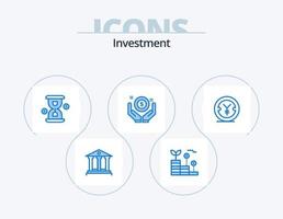 investimento azul ícone pacote 5 ícone Projeto. finança. mão. vidro. dinheiro. o negócio vetor