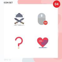 4 plano ícone conceito para sites Móvel e apps batalha retirar Guerreiro gadget questão editável vetor Projeto elementos