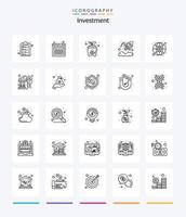 criativo investimento 25 esboço ícone pacote tal Como dinheiro. global. custo. comece. moeda vetor