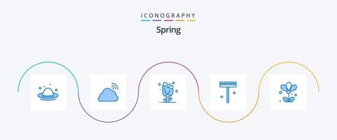 Primavera azul 5 ícone pacote Incluindo pá. jardineiro. clima. jardim. natureza vetor