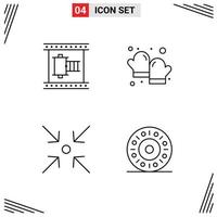 conjunto do 4 moderno ui ícones símbolos sinais para cinema seta filme bobina cozimento expandir editável vetor Projeto elementos