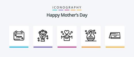 feliz mães dia linha 5 ícone pacote Incluindo . criança. data. criativo ícones Projeto vetor