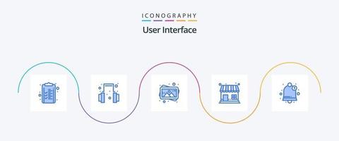 do utilizador interface azul 5 ícone pacote Incluindo do utilizador. interface. quadro. loja. mercado loja vetor