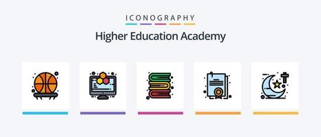 Academia linha preenchidas 5 ícone pacote Incluindo estudar. agricultura. estudar. tutorial. lição. criativo ícones Projeto vetor