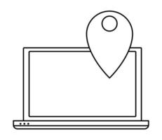 desenho do ícone de tecnologia de tela de computador em preto e branco vetor