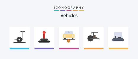 veículos plano 5 ícone pacote Incluindo . veículos. menos. pedal. transporte. criativo ícones Projeto vetor