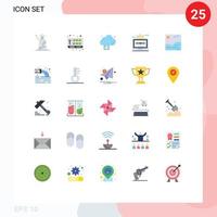 Móvel interface plano cor conjunto do 25 pictogramas do desenhar vetor Diversão Arquivo tecnologia editável vetor Projeto elementos