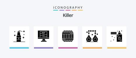 assassino glifo 5 ícone pacote Incluindo chama. polícia. arquitetura. pena. algemas. criativo ícones Projeto vetor