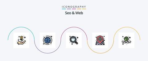 seo e rede linha preenchidas plano 5 ícone pacote Incluindo . rede. encontrar. mais. rede vetor