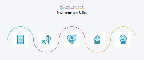 meio Ambiente e eco azul 5 ícone pacote Incluindo ambiente. eco. folha. como. mundo vetor