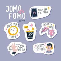 conjunto de adesivos jomo vs lomo vetor