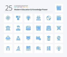 moderno Educação e conhecimento poder 25 azul cor ícone pacote Incluindo bola. laboratório. conhecimento. teste. solução vetor