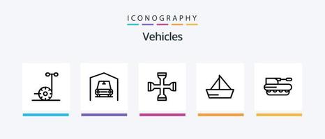 veículos linha 5 ícone pacote Incluindo . estrela. batiscafo. importante. transporte. criativo ícones Projeto vetor