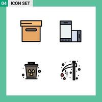 do utilizador interface pacote do 4 básico linha preenchida plano cores do arquivo poluição Móvel Smartphone Machado editável vetor Projeto elementos