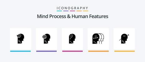 mente processo e humano características glifo 5 ícone pacote Incluindo seta. mente. pensar. personagem. pergunta. criativo ícones Projeto vetor
