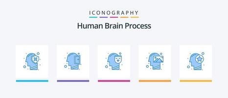 humano cérebro processo azul 5 ícone pacote Incluindo visão. missão. pensamento. mente. face. criativo ícones Projeto vetor