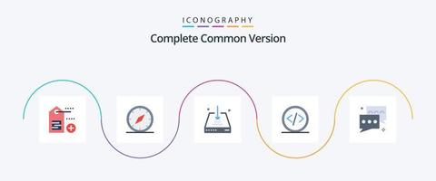 completo comum versão plano 5 ícone pacote Incluindo bolha. programação. seta. desenvolvimento. código vetor