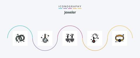 jóias linha preenchidas plano 5 ícone pacote Incluindo . derrubar. joalheria vetor
