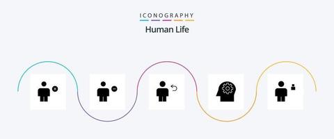 humano glifo 5 ícone pacote Incluindo cadeado. humano. humano. corpo. mente vetor