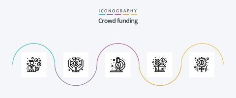 financiamento colaborativo linha 5 ícone pacote Incluindo gerenciamento. dinheiro. laboratório. fundo. investimento vetor