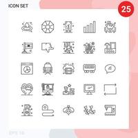 moderno conjunto do 25 linhas e símbolos tal Como bate-papo encontro pent do utilizador interface editável vetor Projeto elementos
