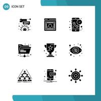 9 sólido glifo conceito para sites Móvel e apps prêmio rede ligar Internet Tempo editável vetor Projeto elementos