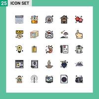 25 do utilizador interface preenchidas linha plano cor pacote do moderno sinais e símbolos do cozido propriedade idéia casa ordem editável vetor Projeto elementos