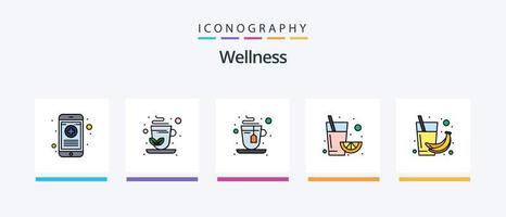 bem estar linha preenchidas 5 ícone pacote Incluindo fruta. banana. relaxamento. rx. coração. criativo ícones Projeto vetor