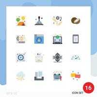 16 temático vetor plano cores e editável símbolos do fabricação transportador engrenagem Comida configuração editável pacote do criativo vetor Projeto elementos