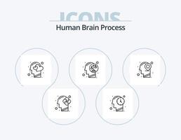 humano cérebro processo linha ícone pacote 5 ícone Projeto. dólar. solução. olho visualizar. mente. pausa coração vetor