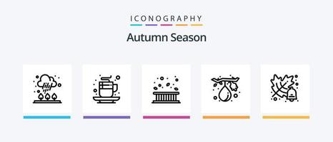 outono linha 5 ícone pacote Incluindo soprar. lenha. árvore. lareira. cabine. criativo ícones Projeto vetor