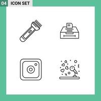 conjunto do 4 comercial linha preenchida plano cores pacote para tocha Instagram acampamento arquivo social editável vetor Projeto elementos