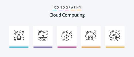 nuvem Informática linha 5 ícone pacote Incluindo compactar disco. acesso. nuvem. download. criativo ícones Projeto vetor