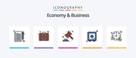 economia e o negócio linha preenchidas 5 ícone pacote Incluindo plano. investimento. carimbo. aceitar. criativo ícones Projeto vetor